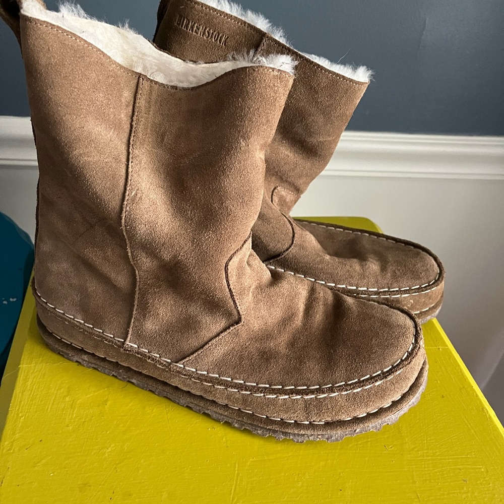 Birkenstock Tan Suede Boots with Cream Lining